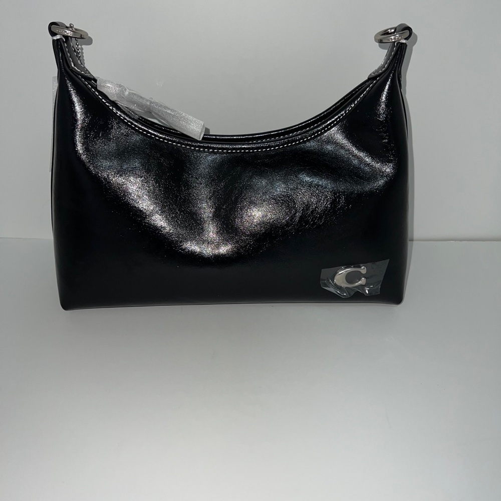 Coach Black Patent Leather Hobo Bag